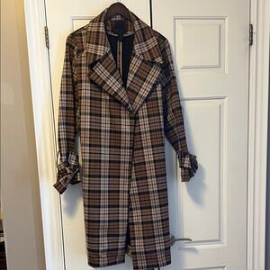 Plaid Trench Coat